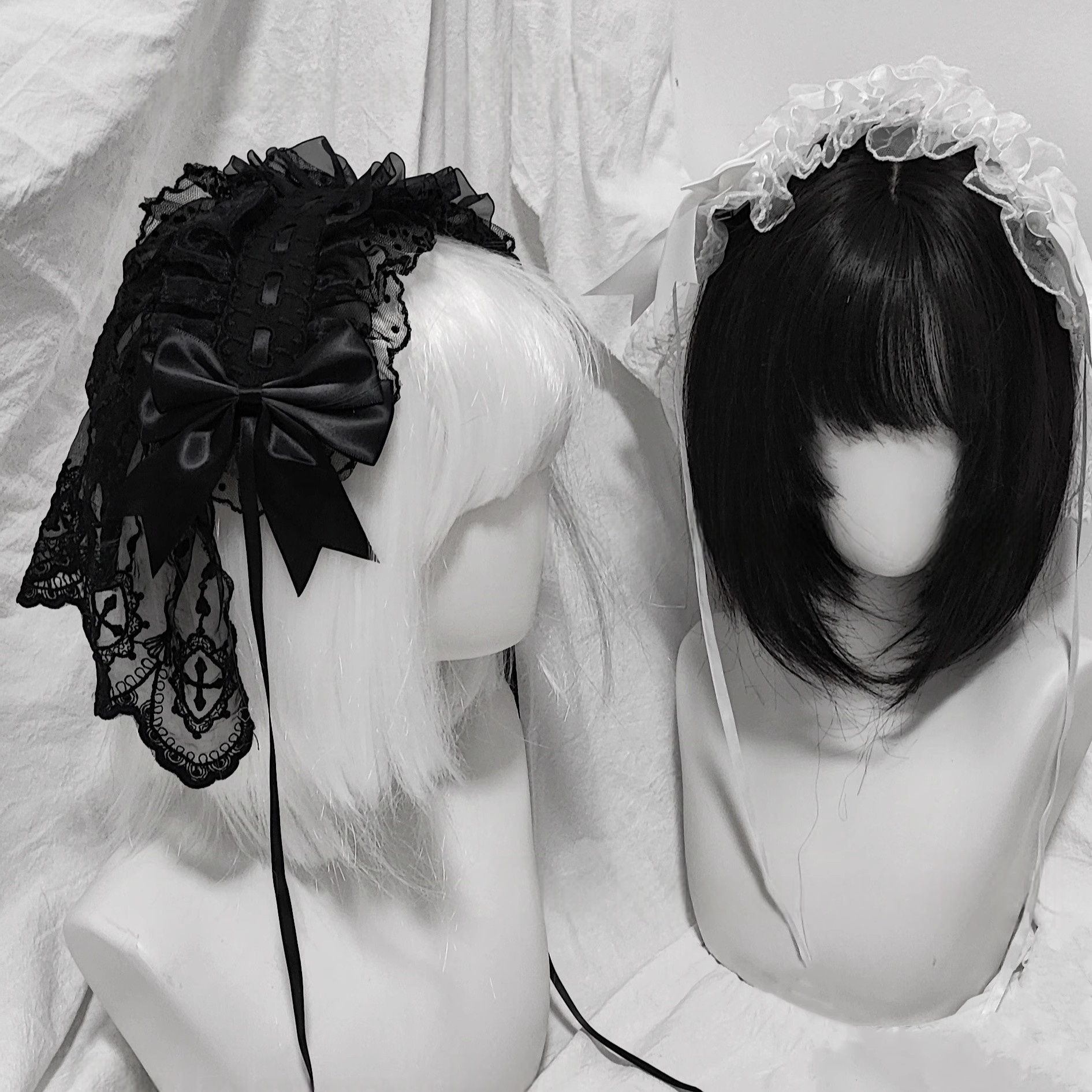 Voile de mariée Lolita Original, 4 Types, bandeau polyvalent, gothique, dentelle foncée, couvre-chef d'ange, Cosplay Lolita, accessoire pour cheveux à volants