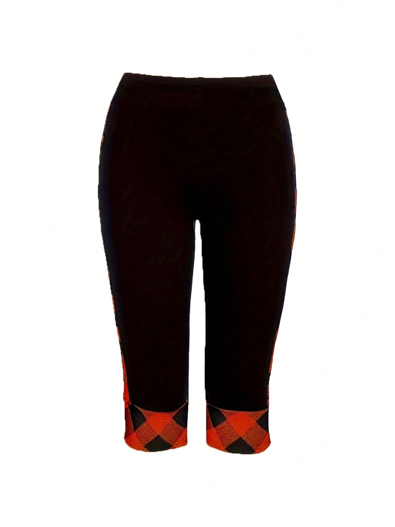 Ensemble deux pièces à imprimé écossais pour femmes, haut à manches courtes découpé croisé, tenues de pantalon capris, vêtements grande taille