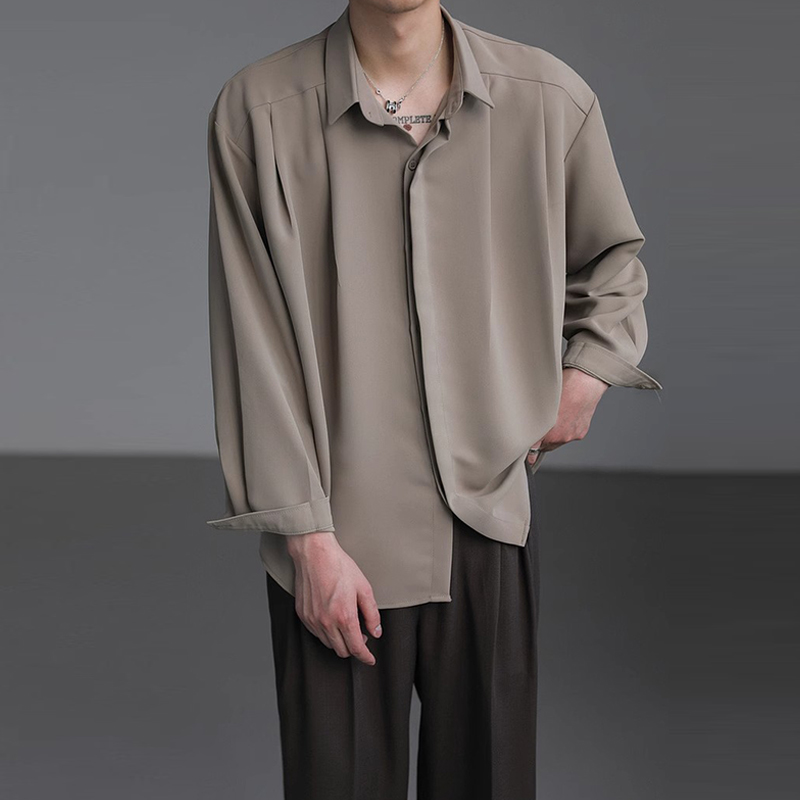 Chemises à manches longues pour hommes, soyeuses et lisses, décontractées, habillées ou formelles, sans repassage, résistantes aux plis, style coréen, streetwear