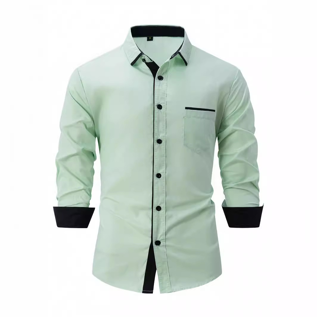 Chemise d'affaires en coton à manches longues pour hommes, chemise décontractée amincissante, bloquée par document, vêtements à la mode, printemps, automne, nouveau, 2025