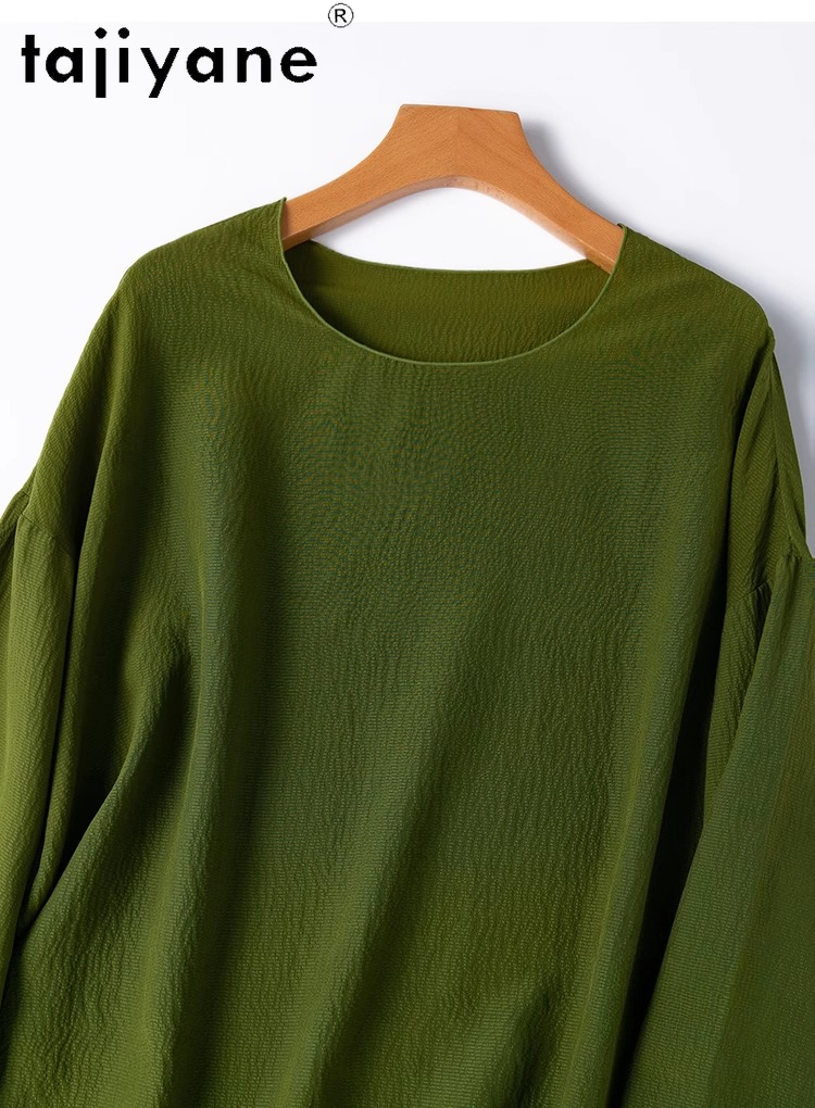 TAJIYANE 100% soie de mûrier t-shirts pour femme élégant à manches longues t-shirt décontracté hauts d'été en vrac 2025 femmes vêtements Футkus misce