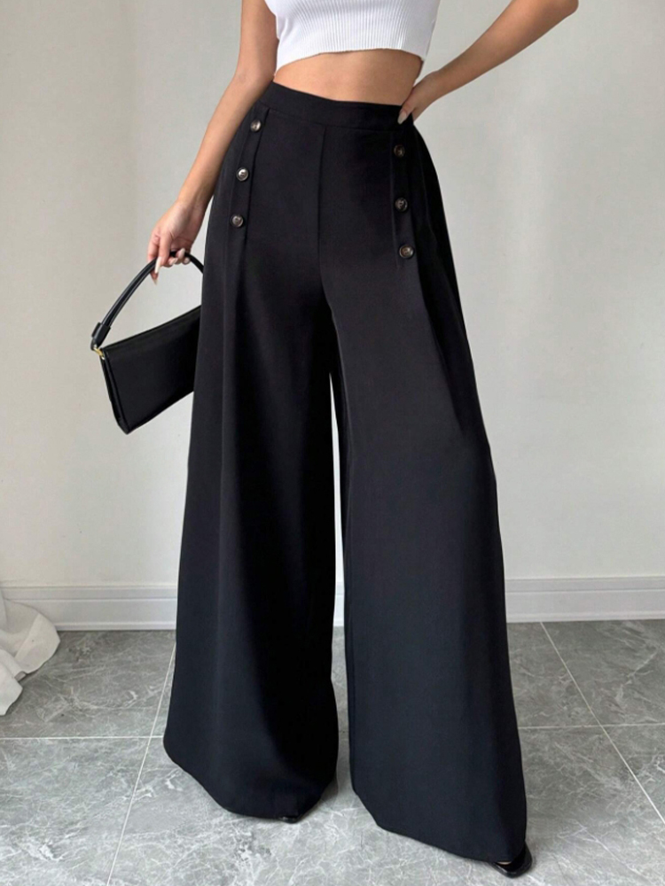Pantalon taille haute à jambes larges pour femmes, élégant, à la mode, printemps été, grand Style atmosphérique, Long
