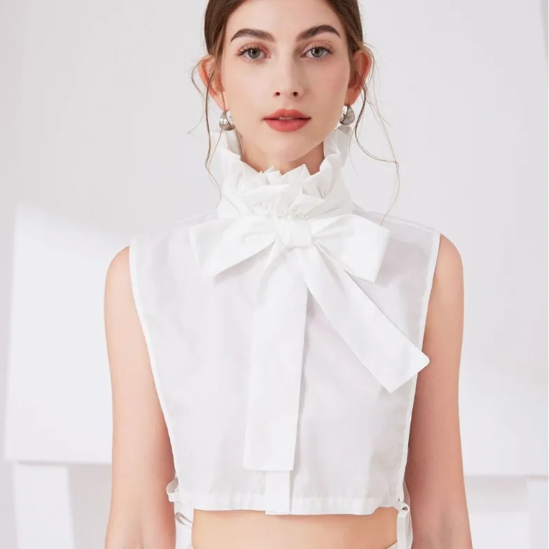 Chemisier à col haut pour femmes, col montant détachable, demi-chemise, pull décoratif à volants, faux col, accessoire pour vêtements