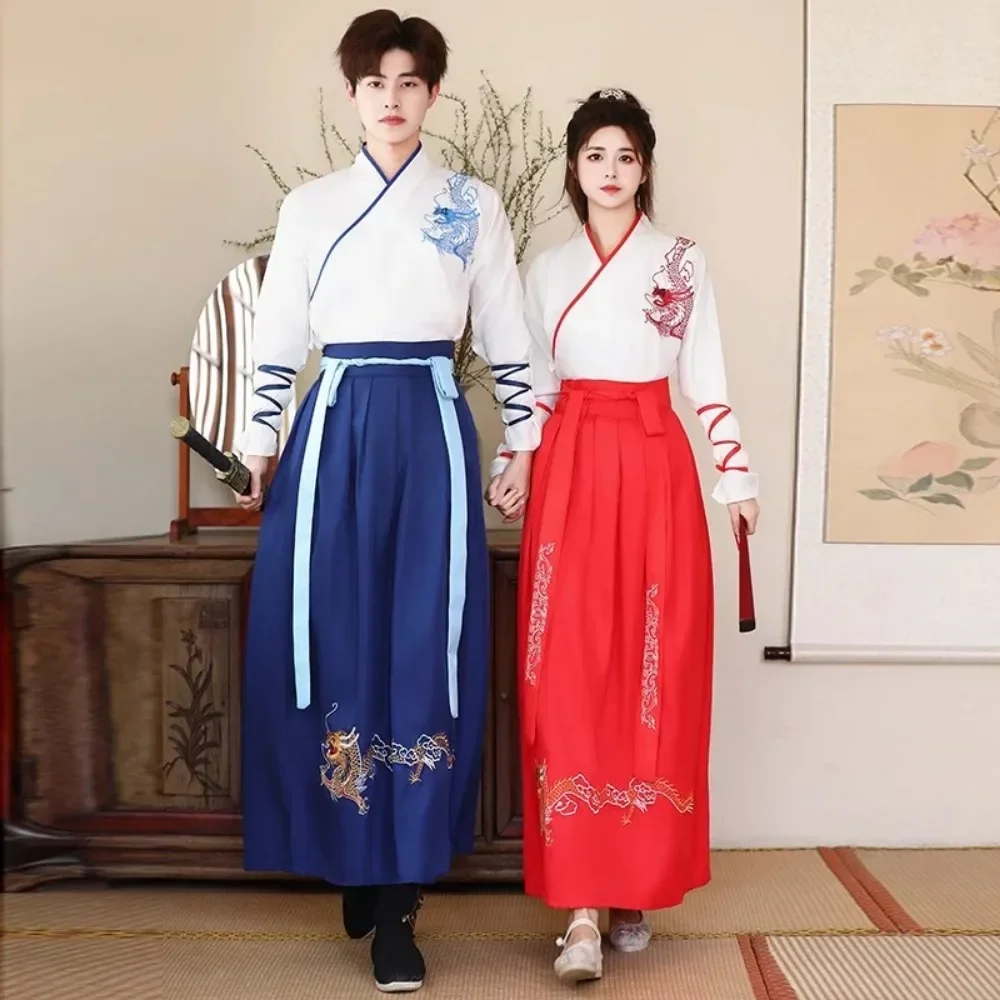 Ensemble de 2 pièces, vêtements traditionnels pour hommes, vêtements Vintage Cosplay chinois Hanfu, robe brodée pour femmes, vêtements de Style ethnique