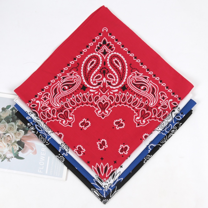 Bandana unisexe 70x70cm en coton noir 100% pour femme et homme, style hip-hop, motif cachemire, grande écharpe punk, accessoire de tête pour motard, sportif, ou bandeau.