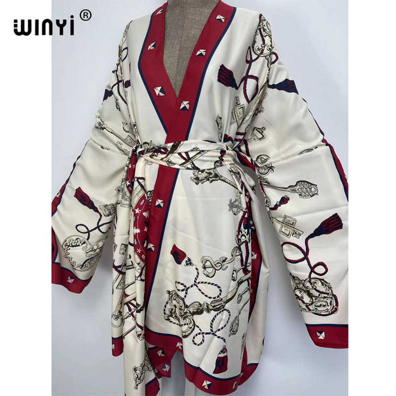 WINYI 2021 Kaftan Africain pour Femmes, Robe Cardigan, Robe de Cocktail Sexy Bohème Maxi, Kaftan Kimono à Manches Chauve-Souris pour Vacances Africaines