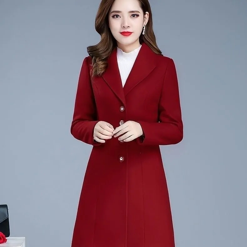 Manteau en laine pour femme, nouvelle collection automne/hiver 2026, manteau en laine élégant, coupe ajustée, longueur moyenne à longue, manteau d'extérieur épais et décontracté pour femme