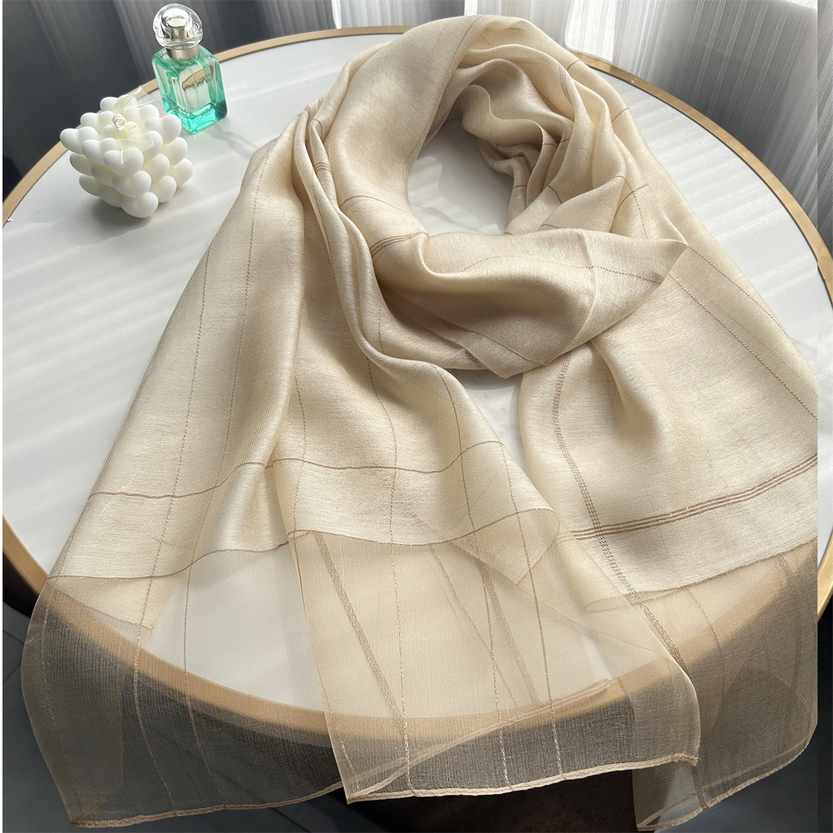 Foulard de Marque de Luxe pour Femme, Cadre à Carreaux, Écharpe Solide Élégante, Châle Long Rond, Protection Solaire, Nouveau Design