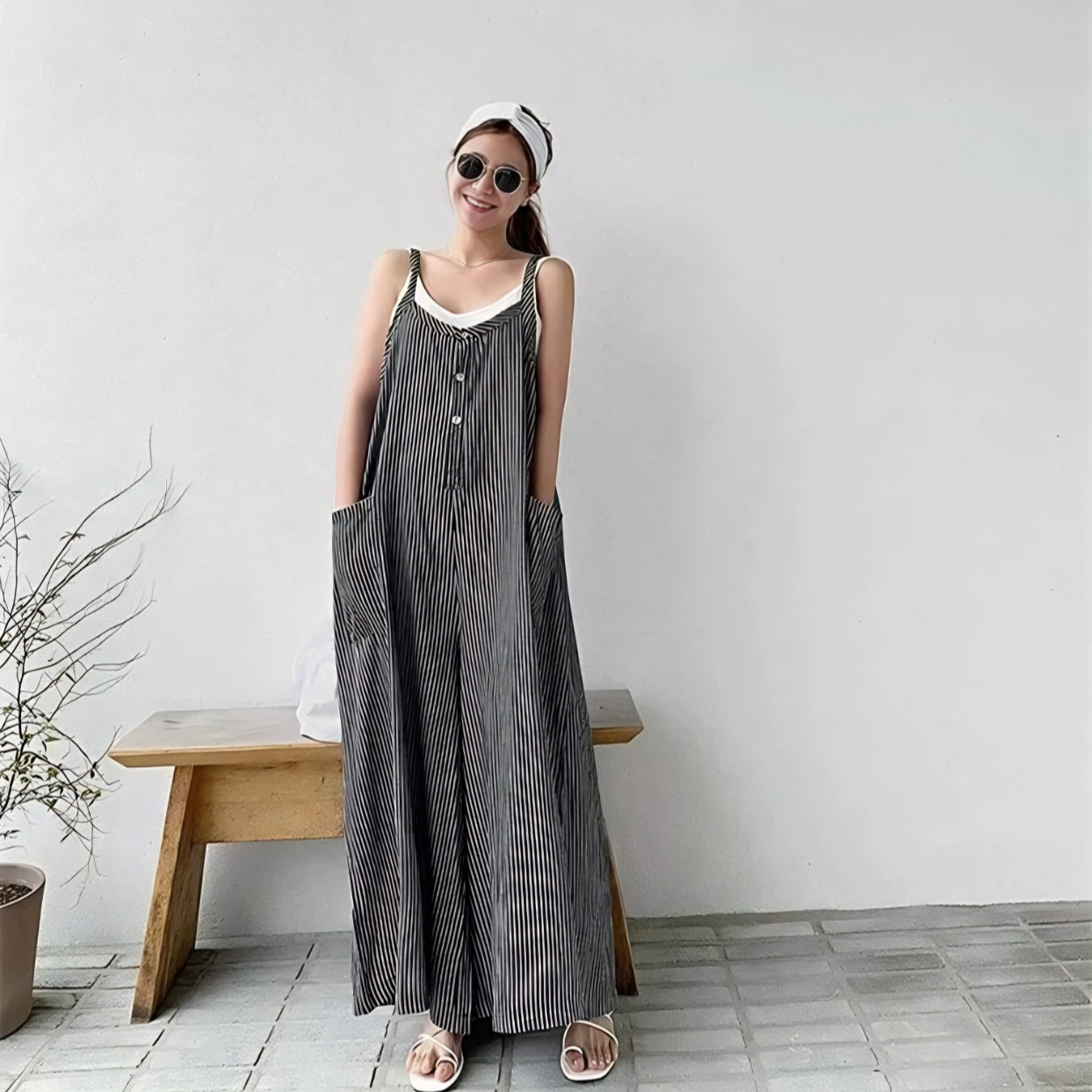 Salopette à carreaux décontractée de Style coréen pour femmes, robe taille haute, sans manches, col en U, jupe longue en Patchwork, dos nu, nouvelle collection