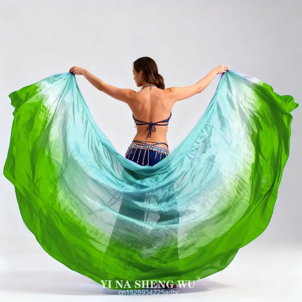 Nouveau Voile de Danse Orientale en Soie, Châles Légers pour Femmes, Voile Dégradé pour Spectacles de Danse