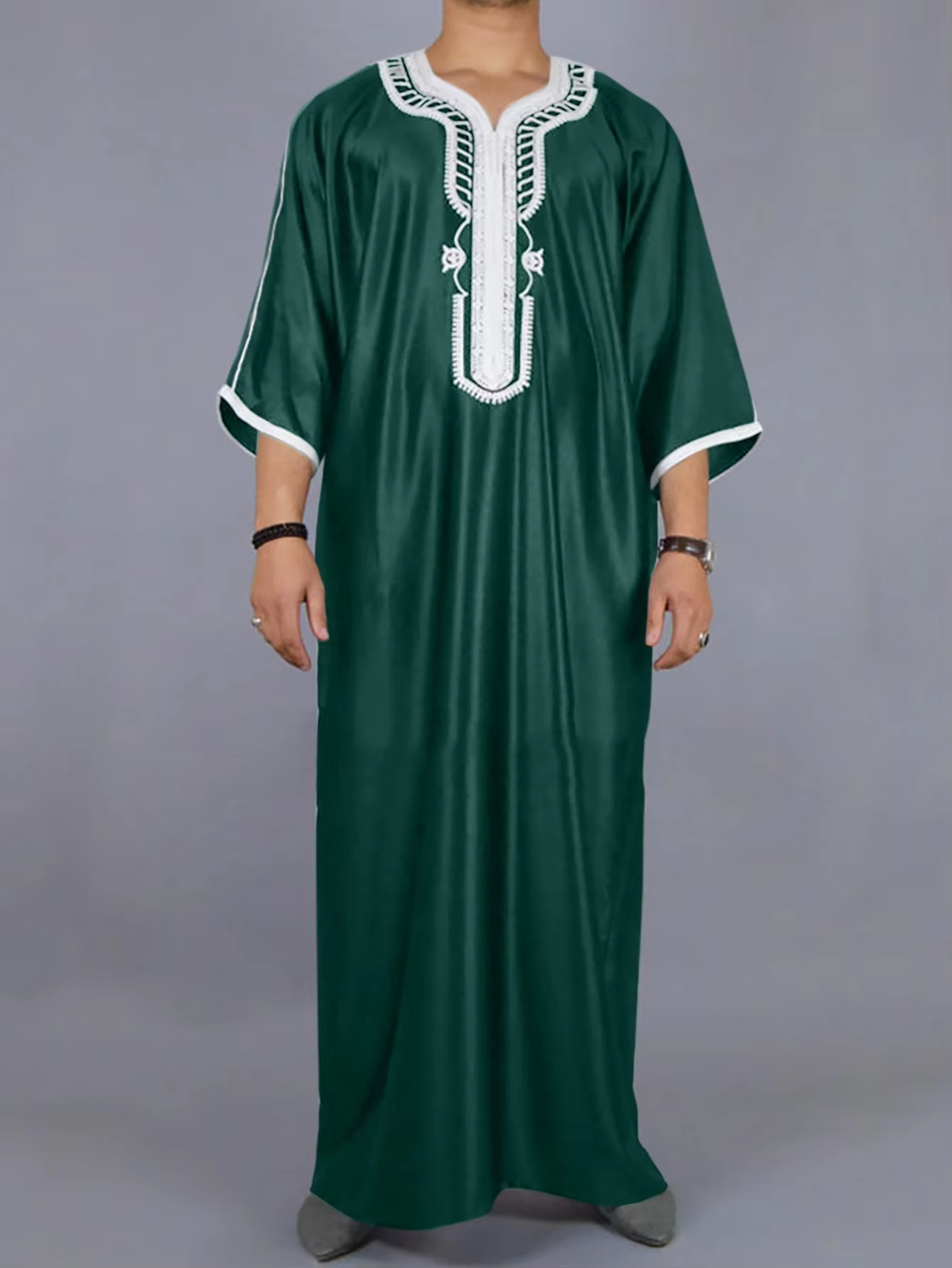 Robe longue blanche en coton pour homme, tenue musulmane unisexe, robe islamique pour homme et femme, style arabe, pour toutes les saisons