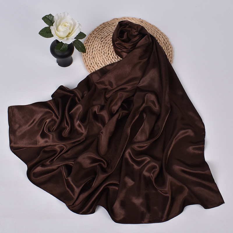 Foulards de luxe en soie pour femmes, carrés, en satin, hijab uni, châles, écharpes, bandeaux, bandanas islamiques