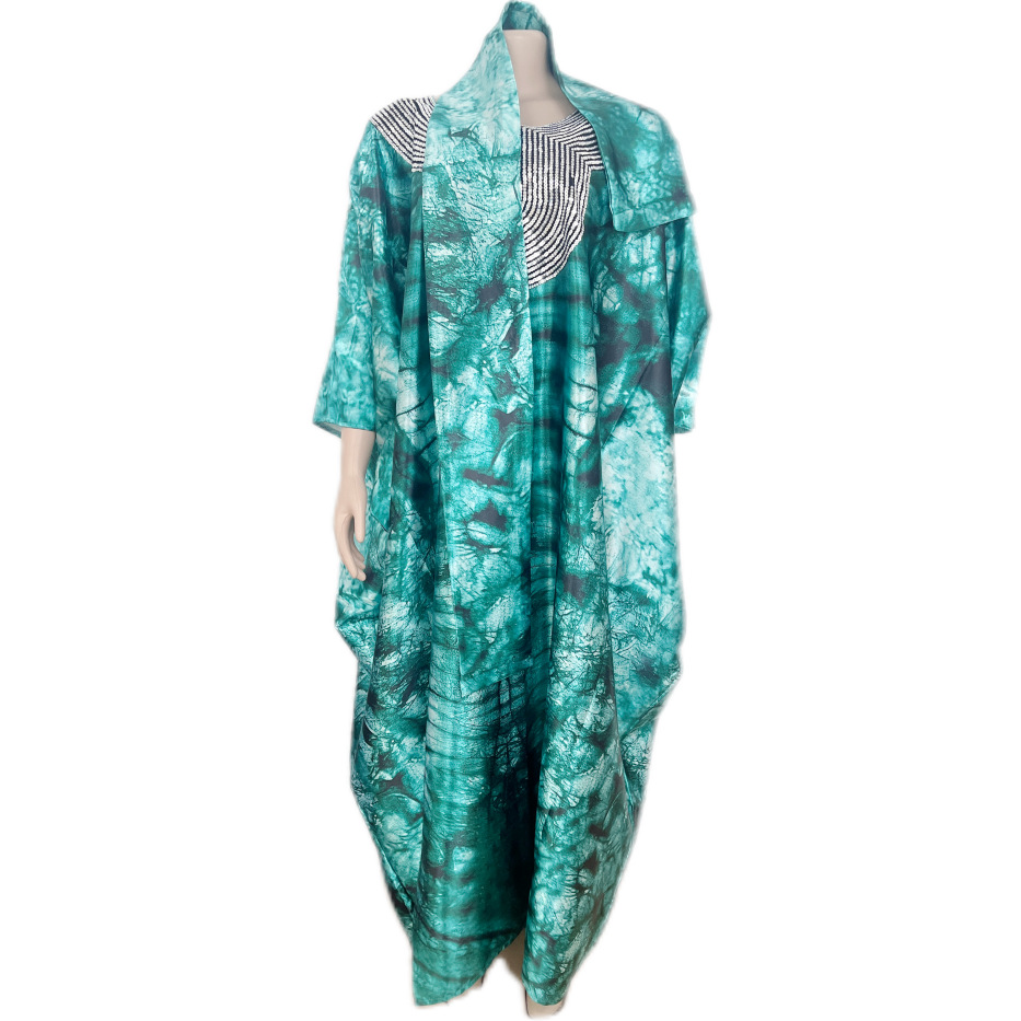 Robe Africaine Longue en Polyester à Paillettes pour Femme, Vêtement Abaya Musulman à Manches 3/4, Mode d'Été