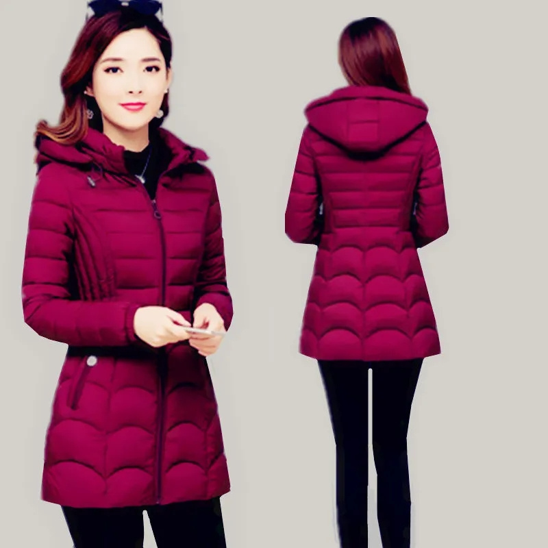 Manteau d'hiver pour femmes 2026, mode, mère d'âge moyen, veste en coton mince à capuche, taille plus, décontracté, uni, chaud, épais, vêtements d'extérieur, parka