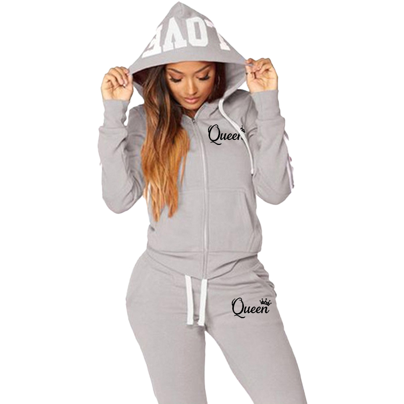 Mode décontracté survêtements pour femmes deux pièces ensemble survêtement Jogging costume fermeture éclair longs sweats à capuche course vêtements de sport haute rue pantalon