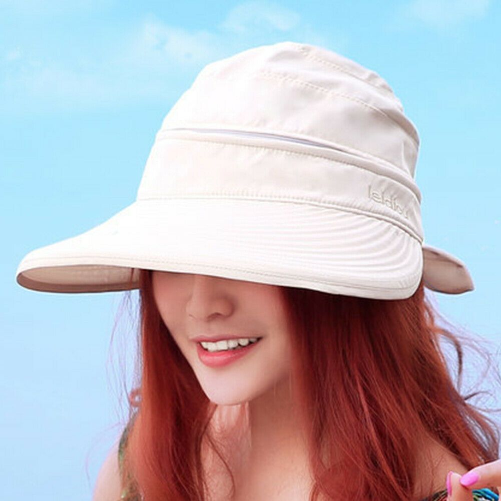Chapeau de plage pliable pour femmes, visière large, chapeau de soleil, casquette d'extérieur