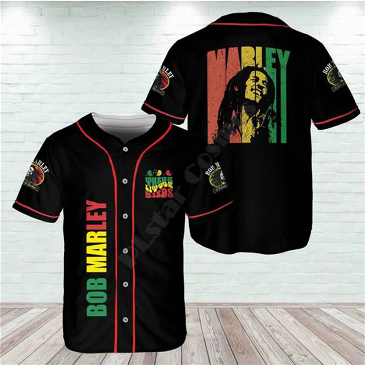 Maillot de baseball Bob Marley pour hommes, chemise de baseball, chemise imprimée en 3D, chemises décontractées, hip hop, Y-Over