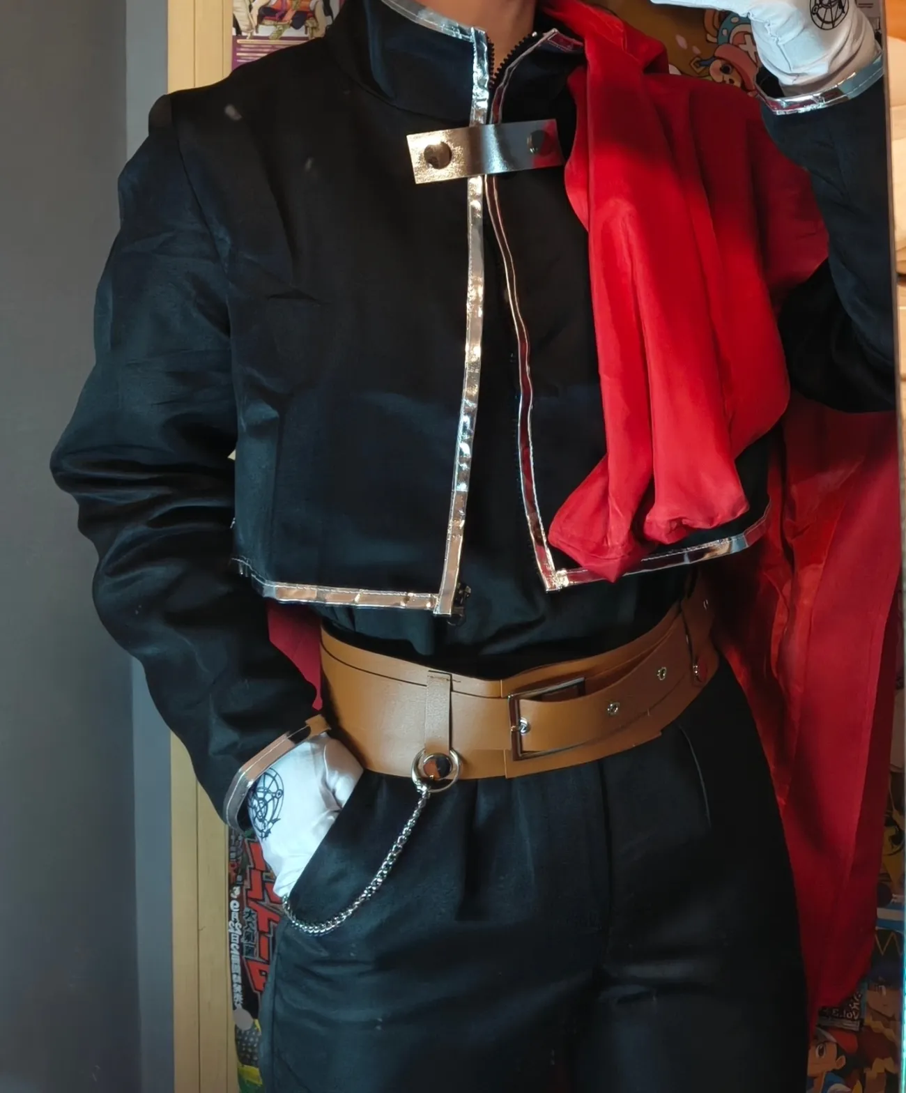 Costumes de Cosplay Anime Fullmetal Alchemist Edward Elric pour hommes, cape rouge, gilet, T-Shirt, pantalon, gants, tenues pour Halloween, costume de carnaval