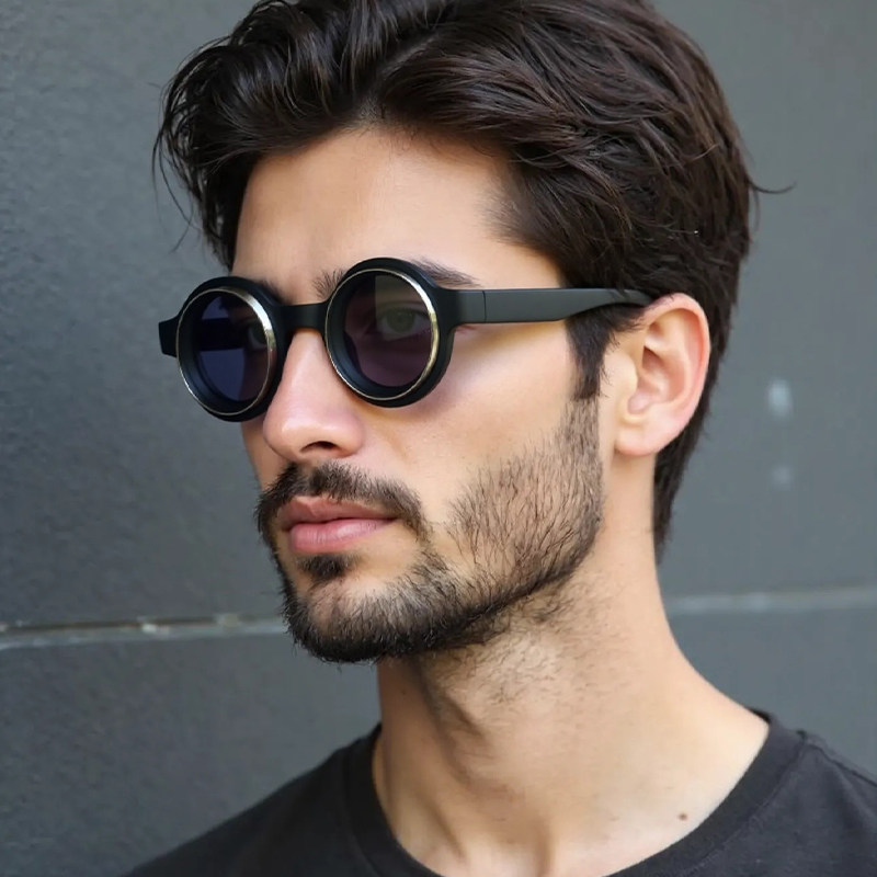 Lunettes de soleil rondes rétro pour hommes, classiques, tendance, circulaires, accessoire de photographie en plein air, UV400