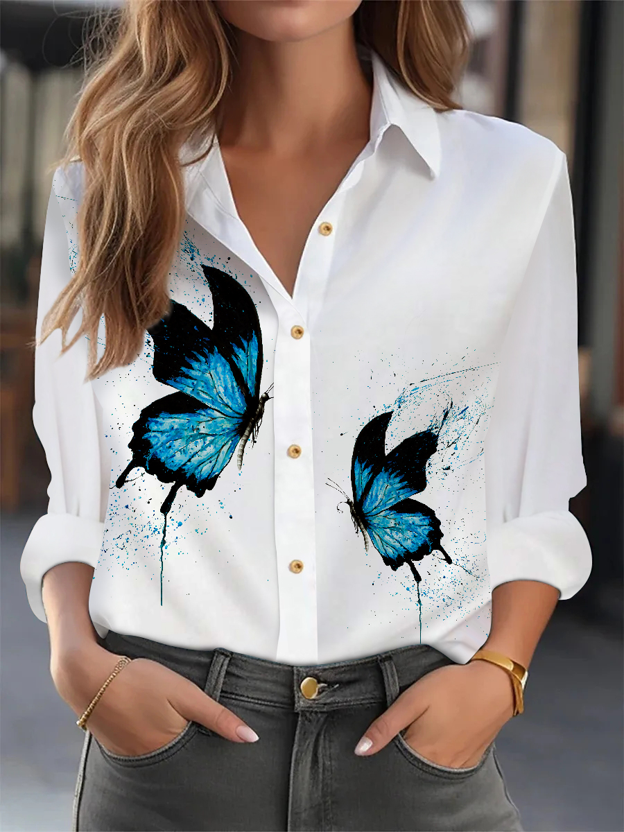Chemisier ample élégant femme mode tempérament à manches longues femme chemise imprimé décontracté femme chemise haut de vacances