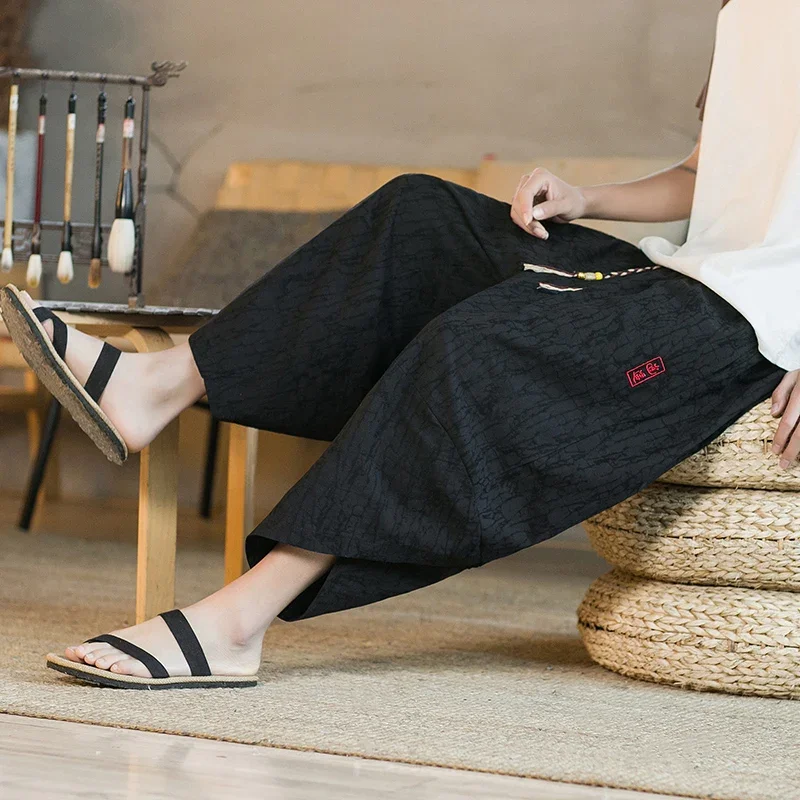 Short Kimono japonais pour hommes, vêtements asiatiques, pantalons traditionnels, samouraï japonais, décontracté, ample, Yukata, en coton, jambes larges