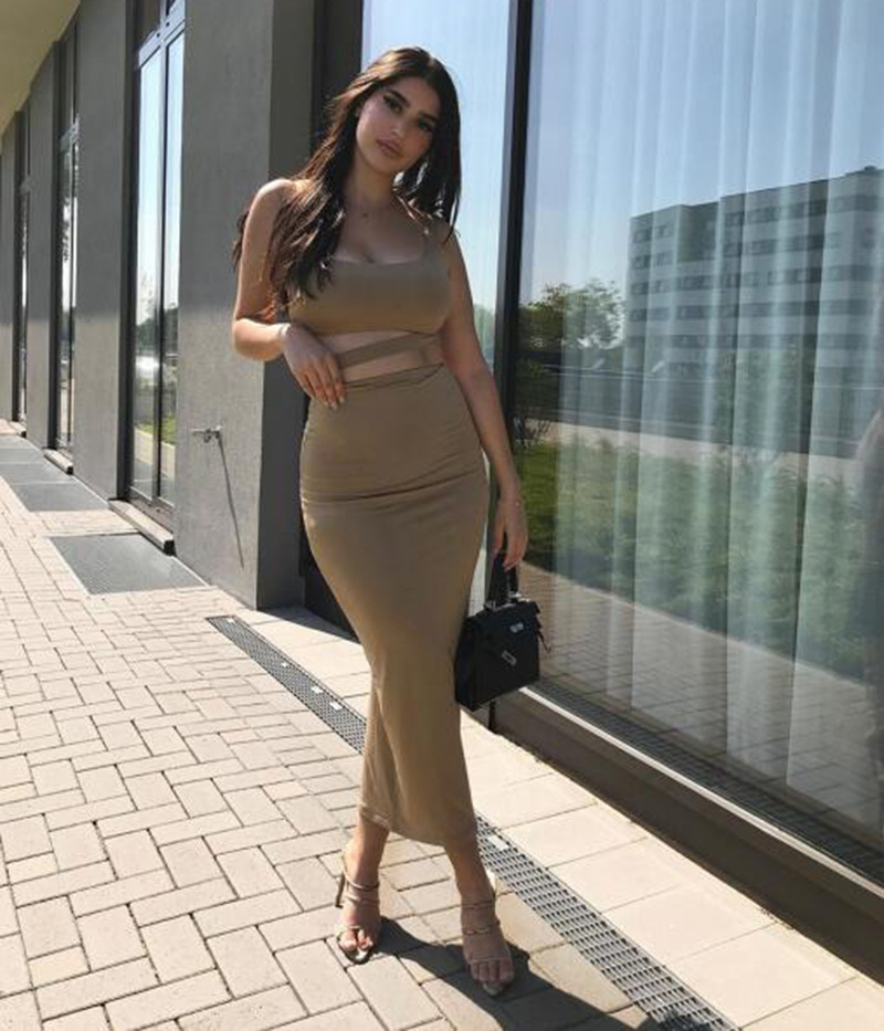 Robe Longue Élégante pour Femme, Tenue de Soirée, Vêtements Féminins, Sexy, Plissée, Évidée, Deux Pièces