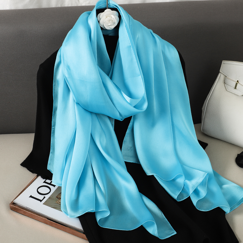Foulard Foulard en soie châles dame Bufanda élégant solide foulards femmes Sping Pashmina Hijab enveloppes femme plage étoles 2024 luxe