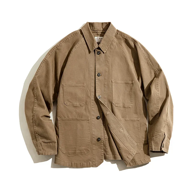 Maden-Vestes vintage ingentes pour hommes, Amekaji Cargo, Veste décontractée, Manteau en coton monochrome, Vêtements pour hommes