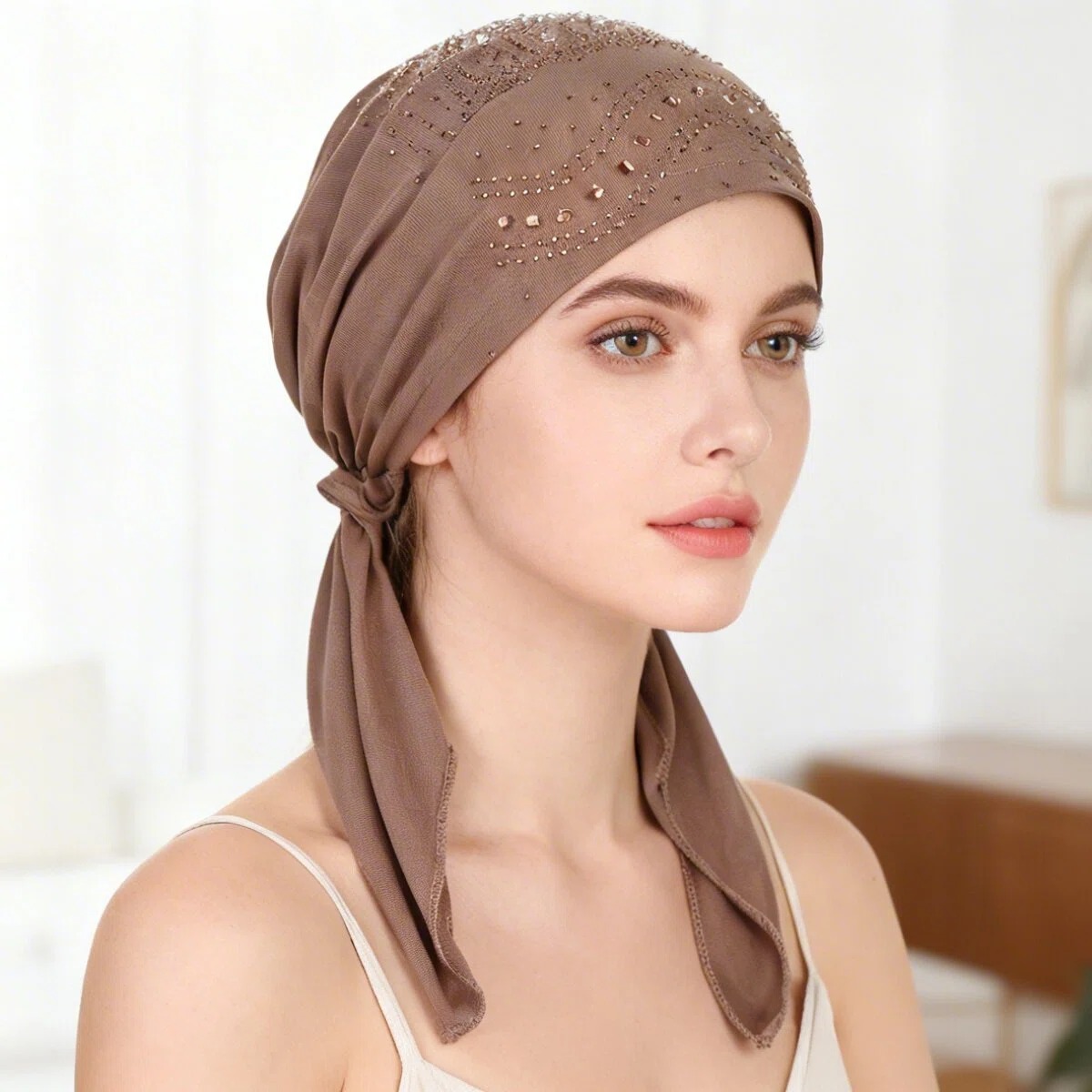 Nouveau Hijab Diamant 2026 pour Femme, Turban Uni pour Dames Musulmanes, Bonnet Doux et Élastique à Longue Queue, Foulard de Tête, Chapeaux Indiens