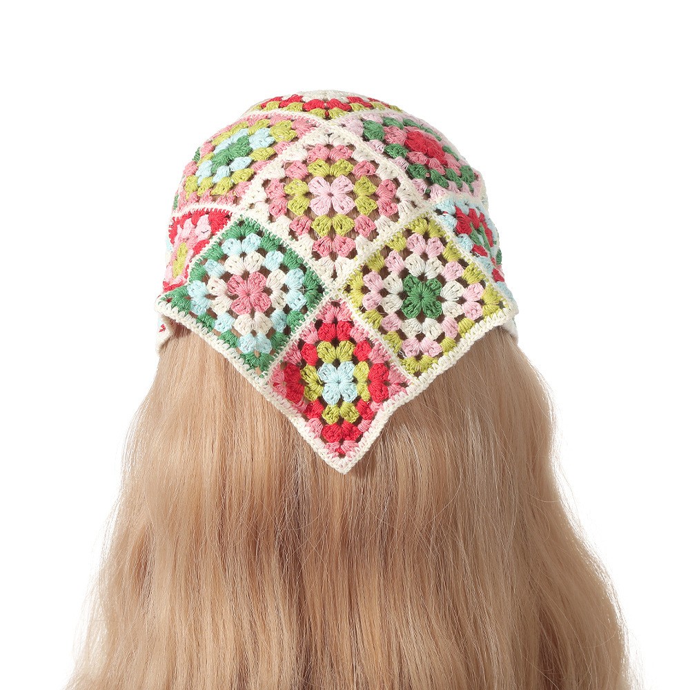 Vintage tissage tricot fleur Triangle foulard bandeaux élastiques bandes de cheveux femmes fille cheveux écharpe cheveux accessoires mode