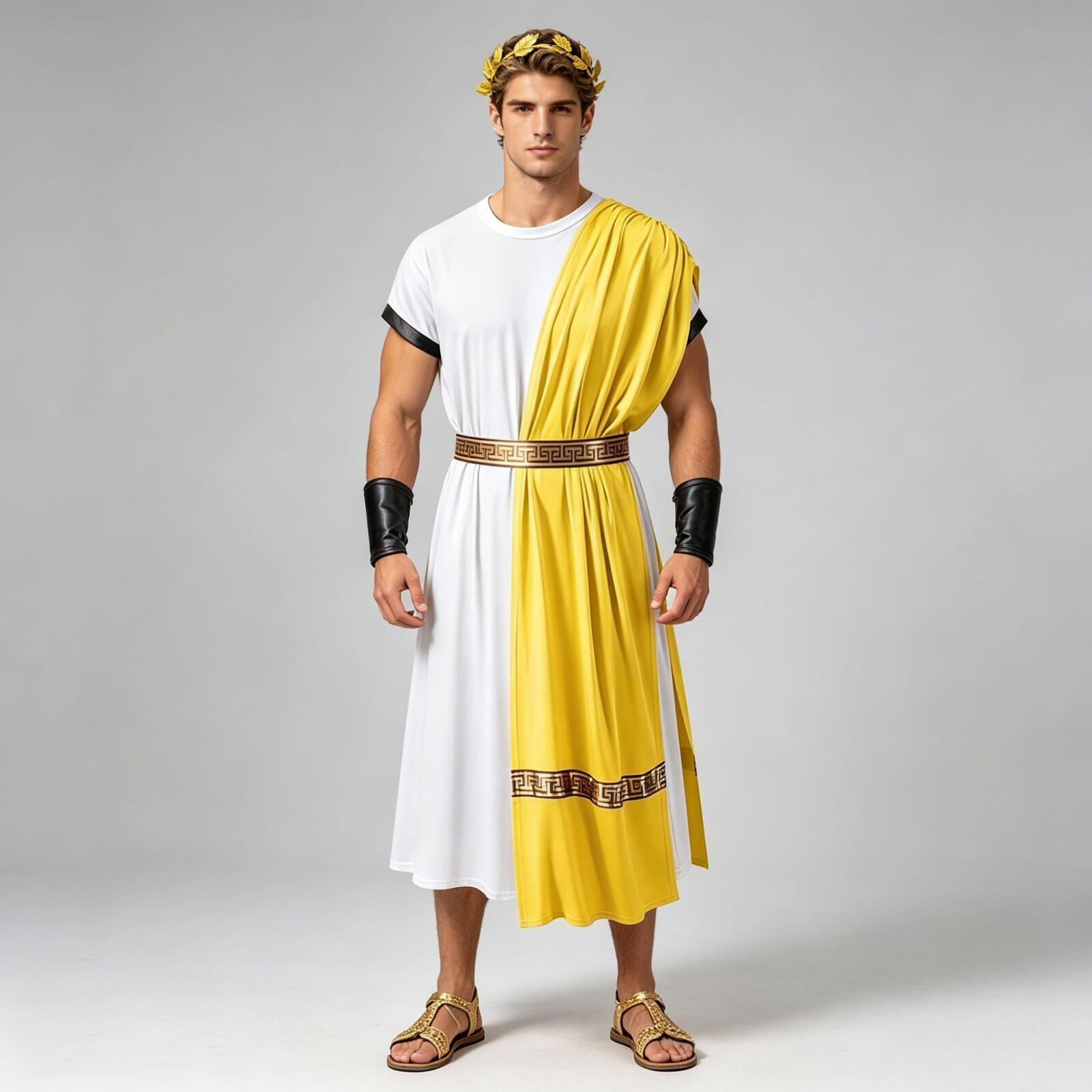 Costume de Toga pour Femmes et Hommes Adultes, Robe Romaine, Costume de Dieu Grec, Costume de Cosplay d'Halloween, Ensemble d'Accessoires