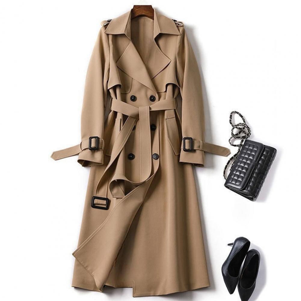 Manteau long en laine à double boutonnage pour femme, veste d'extérieur pour femme, manteau de bureau, mode automne et hiver, 2024
