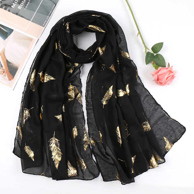 Écharpe à Paillettes Dorées pour Femme Musulmane, Châle en Coton, Viscose, Hijab Scintillant, Mouchoir Inégal, Hiver