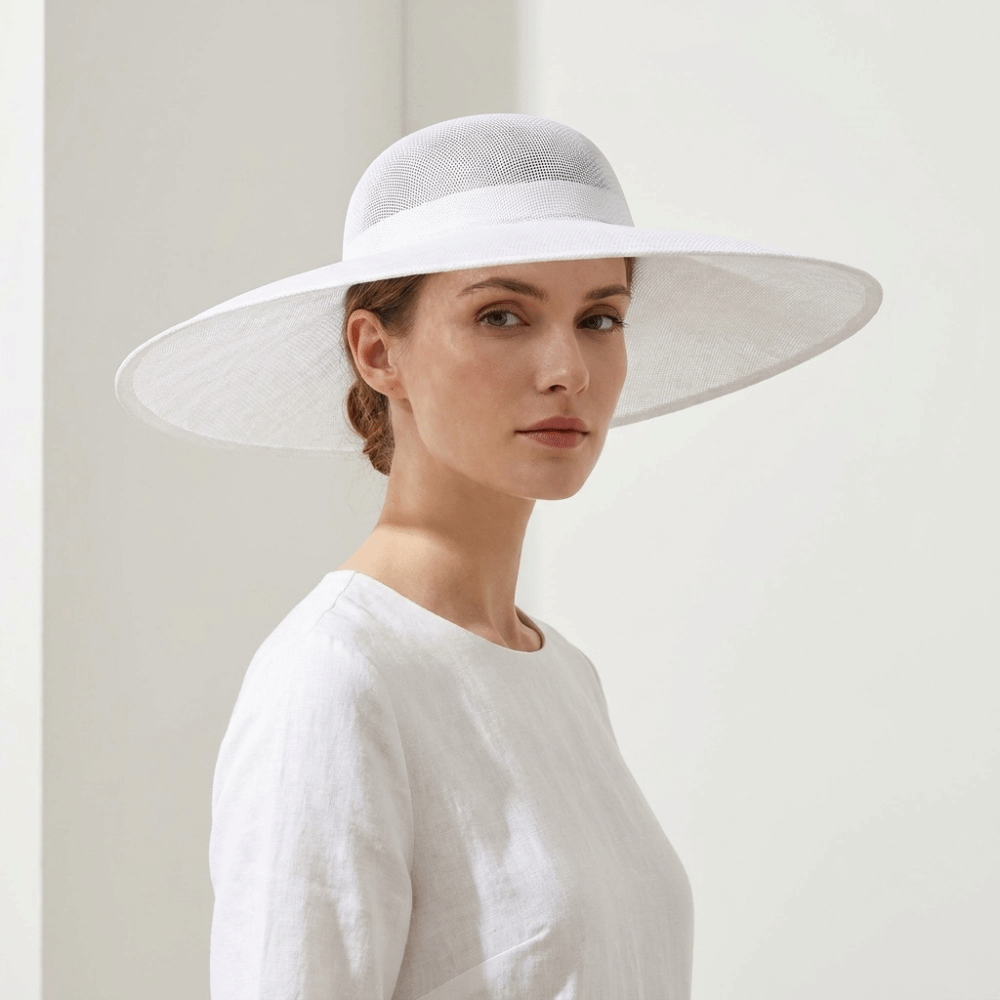 Chapeau bibi vintage pour femme, couleur unie, en maille, à large bord, style années 20, accessoire de cheveux pour mascarade
