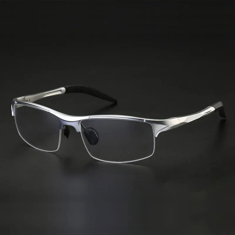 Monture de lunettes optiques demi-jante pour hommes, lunettes pour contrevenants, lunettes pour hommes, monture en alliage, 8177