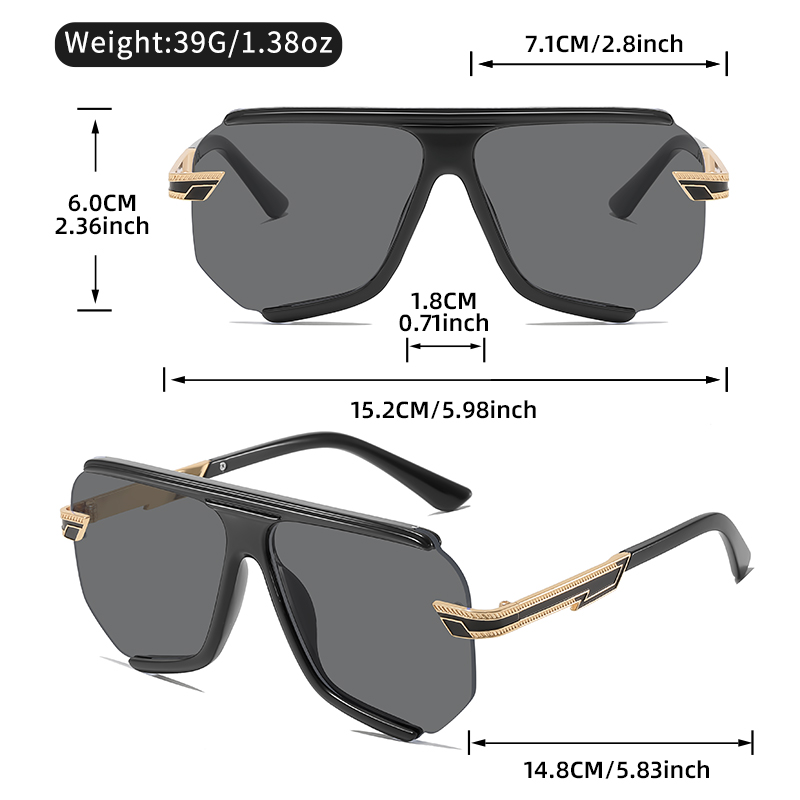 Lunettes de soleil aviateur surdimensionnées élégantes avec détails métalliques haut de gamme, conçues pour un style quotidien décontracté et une touche raffinée en extérieur