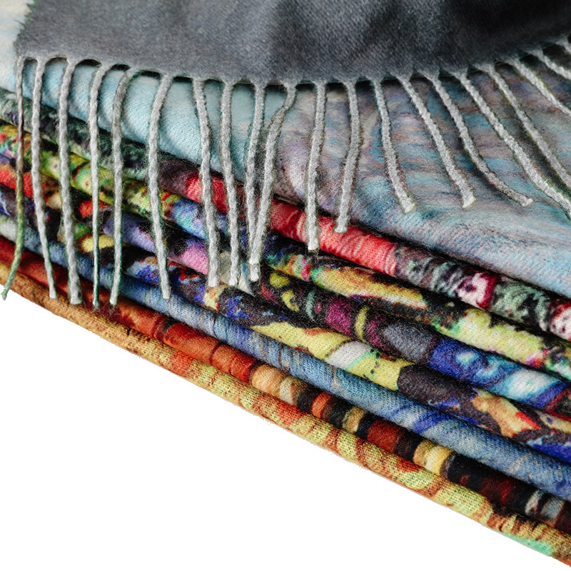 Écharpe en cachemire pour femme, châle imprimé Pashmina, couverture, écharpes, enveloppes, peinture à l'huile, marque de luxe, chaud, hiver