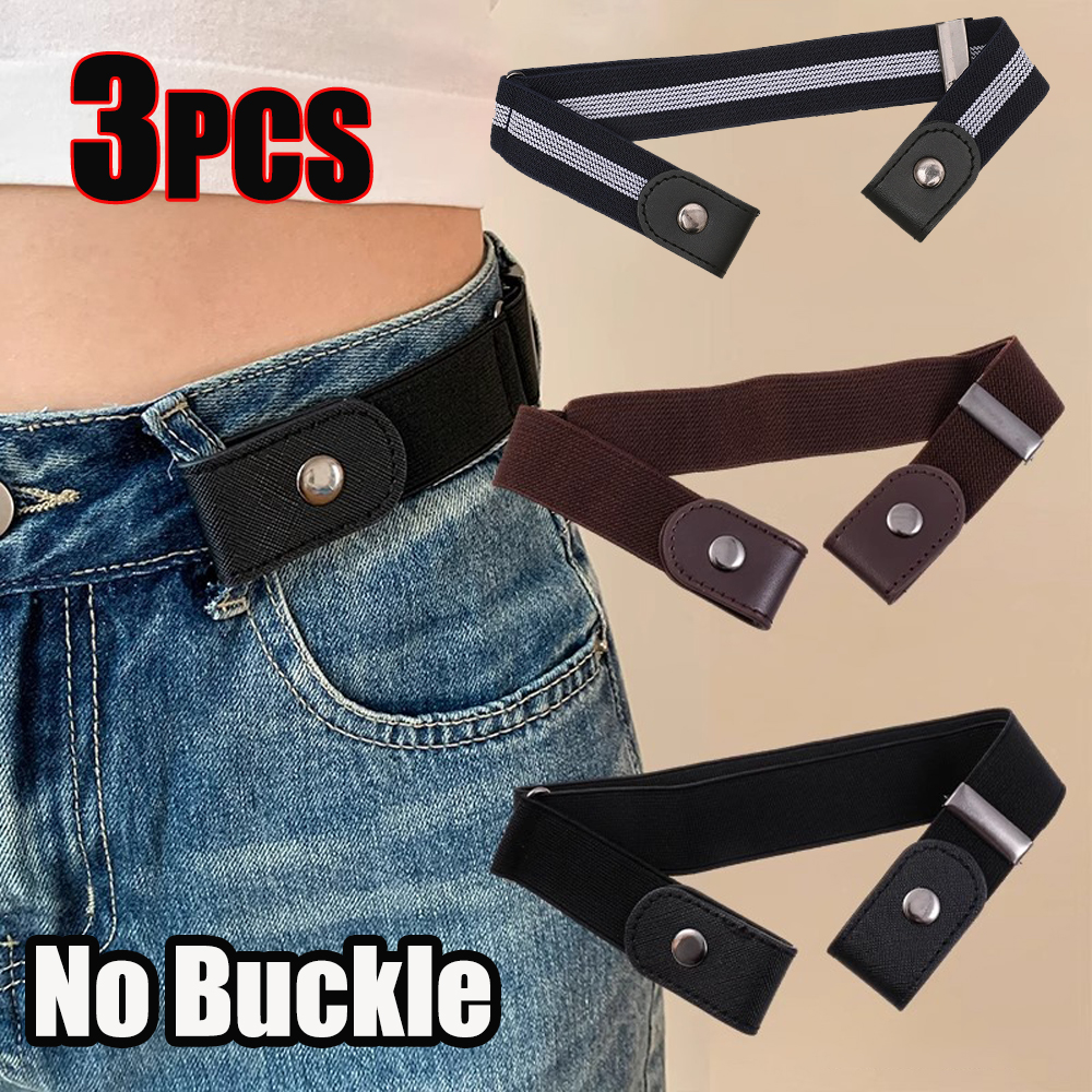Ceinture sans boucle pour jeans, pantalons et robes, ceinture élastique extensible sans boucle pour femmes et hommes, ceinture invisible sans boucle, réglable