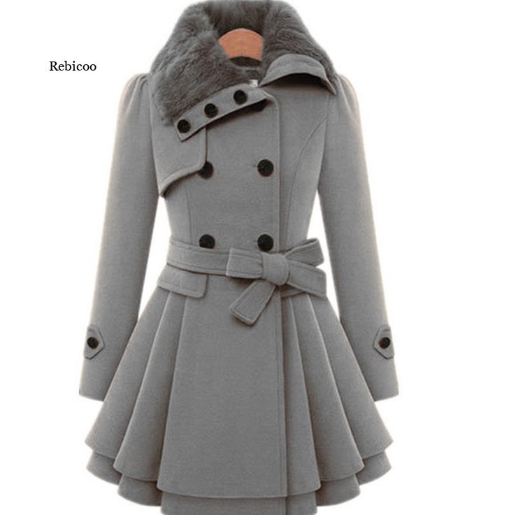 Manteau Sherpa Long en laine pour femme, vêtement d'hiver, Slim, croisé, rembourré, coréen, cachemire, Trench, Style anglais