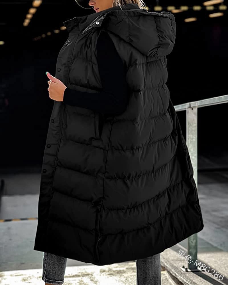 Veste à capuche avec fermeture éclair pour femme, gilet surdimensionné, vêtements d'extérieur d'hiver, Parka à capuche, mode, gilet matelassé décontracté