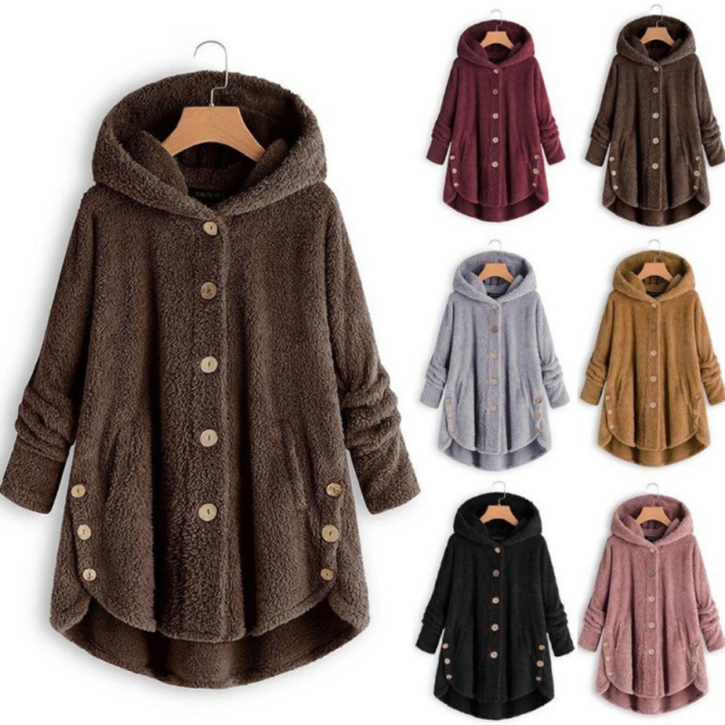 Automne hiver manteau femmes chaud ours en peluche manteau laine veste femme en peluche manteau à capuche nouvelles femmes manteaux couleur unie veste