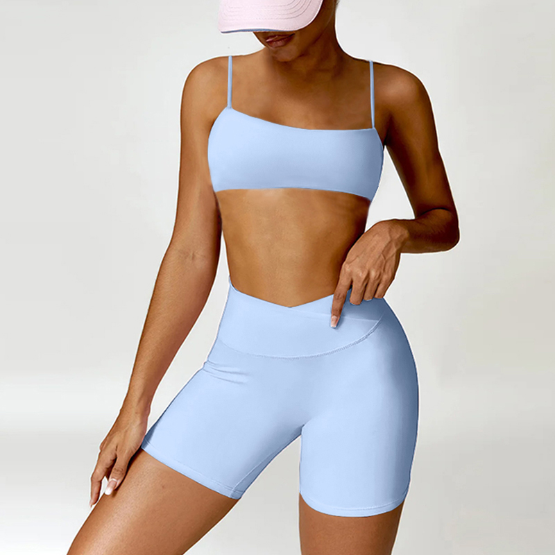 Ensemble court de sport Sexy pour femmes, survêtement de gymnastique, Fitness, Short froissé sur les fesses et sous-vêtements, tenues d'exercices d'entraînement