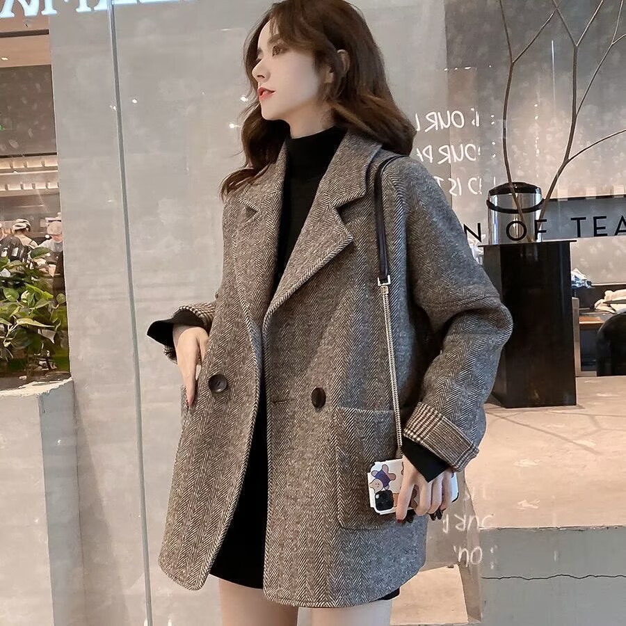 Manteaux Élégants en Laine pour Femmes, Croisés, Style Coréen, pour le Travail Quotidien, Vestes Féminines, Nouvelle Collection Printemps 2026, Hauts Tendance pour Dames