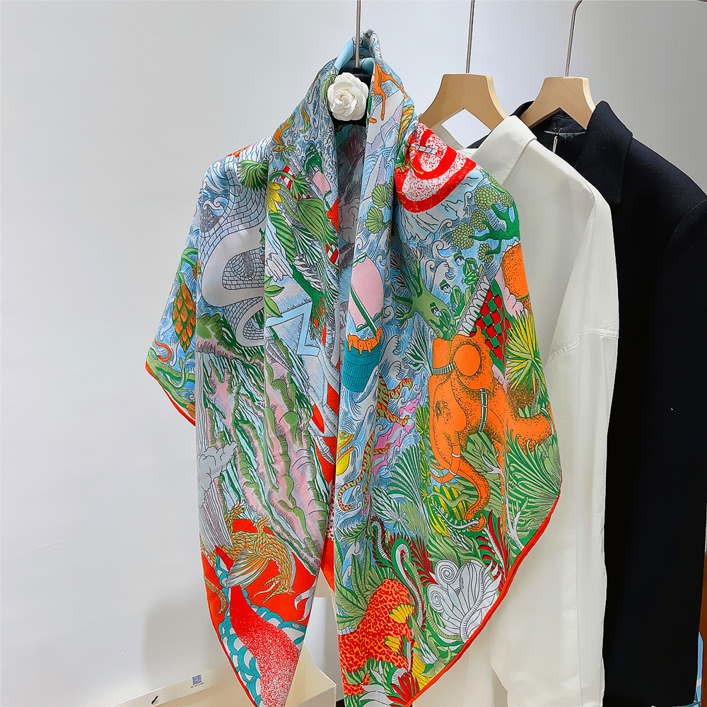 Mode garder au chaud foulard en cachemire de soie femmes châles roulés à la main foulards carrés enveloppes dame Bandana grand Hijabs femme FoulardsSjaal