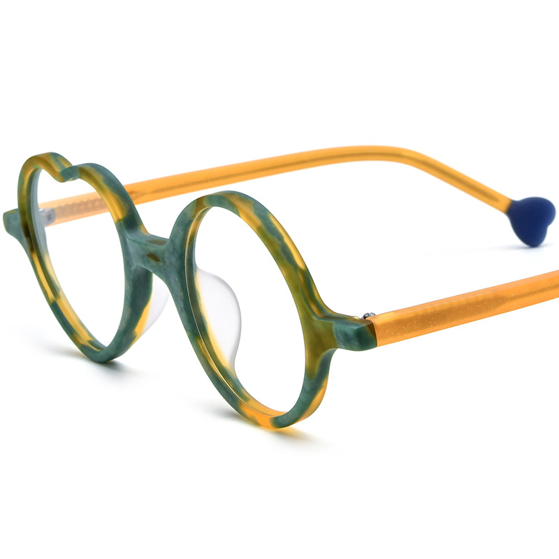 Monture de lunettes tendance multicolore pour femmes, de marque, design cœur rond, lunettes japonaises faites à la main pour hommes, montures fines
