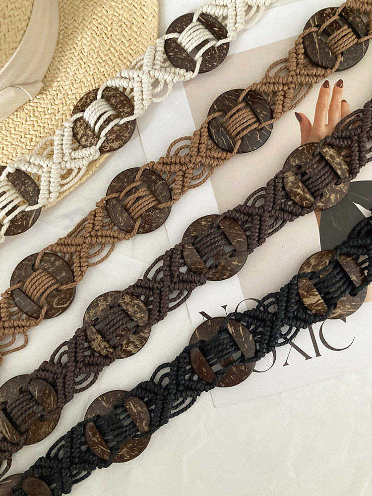 Ceinture tressée pour femme, accessoire de jupe nouveau style, chaîne de taille au design original, ceinture large en corde de style ethnique rétro, idéale pour le quotidien