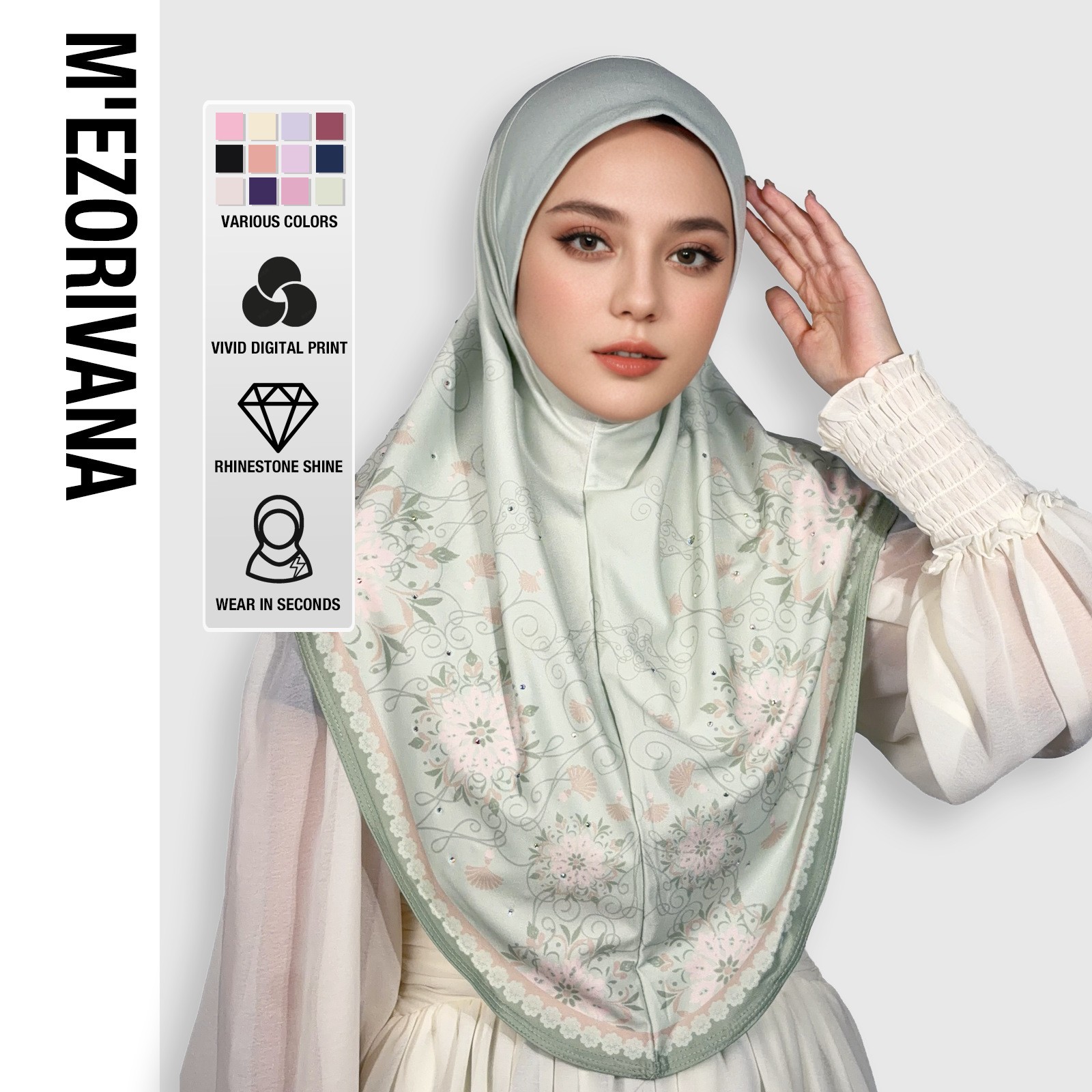 Nouveau Malaisie femmes Hijabs casquette châle élégant imprimé fleuri diamants tête enveloppement Bonnet longue écharpe foulards
