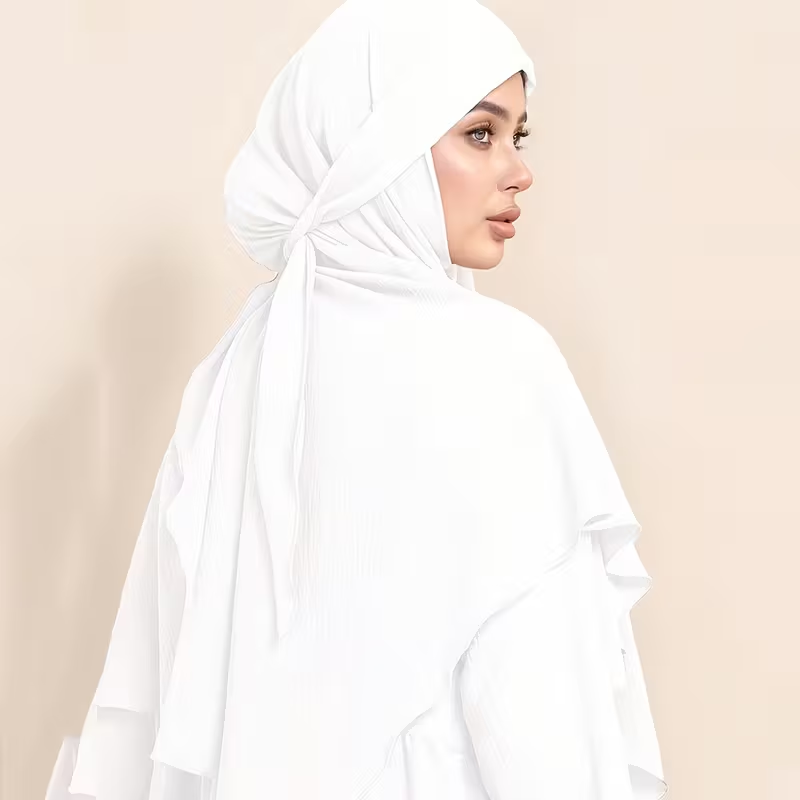 Parure de tête musulmane longue et élégante avec fermeture à nouer, foulard de prière Hijab islamique pour femmes, prêt à porter, Abaya Hijab pour le quotidien