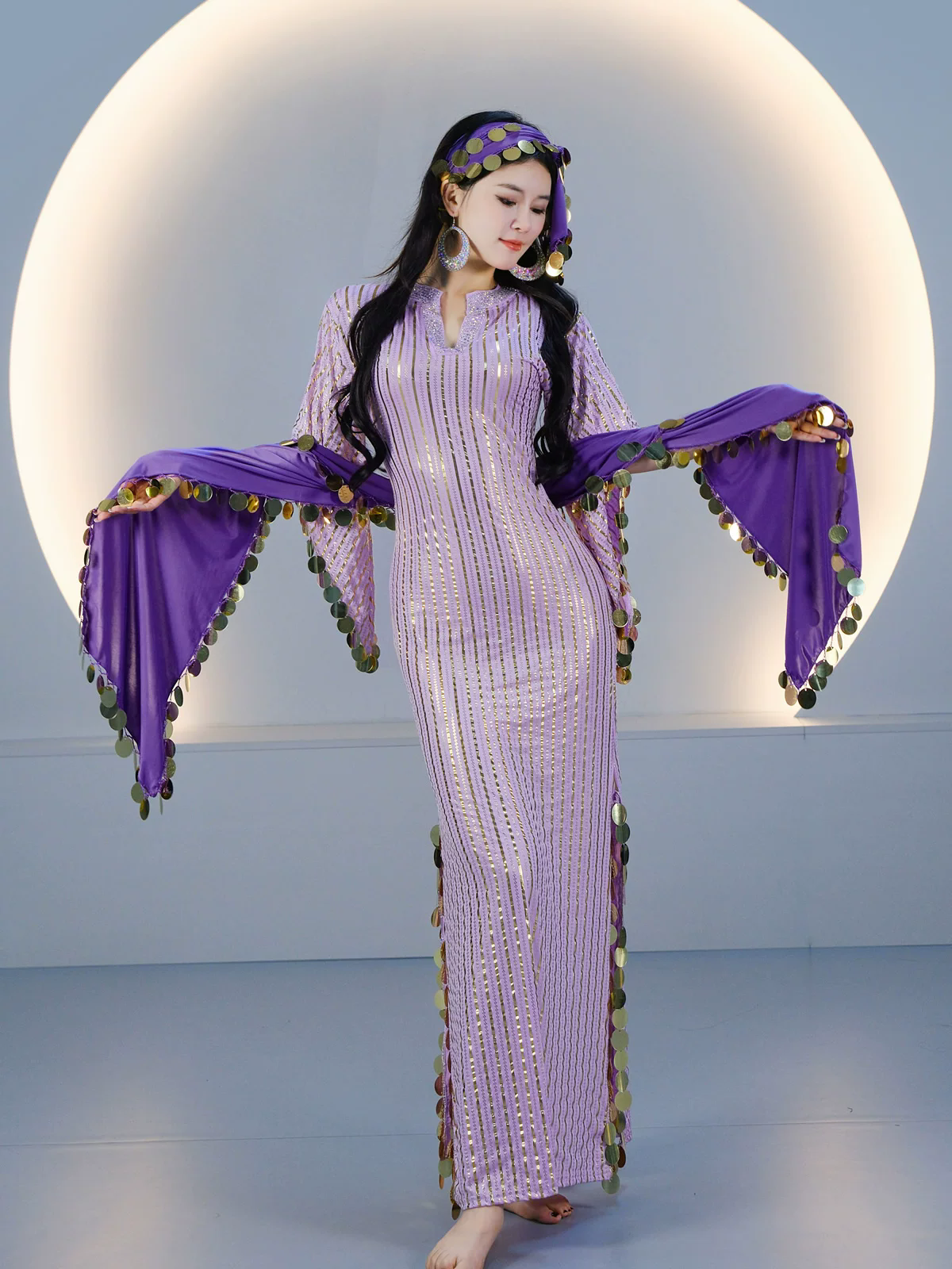 Robes de Danse du Ventre Baladi pour Femmes, Col en V, Tenue de Danse Folklorique Saidi, Robe Égyptienne, Costume de Cabaret, Robe de Danse de Groupe, Ceinture à Pièces