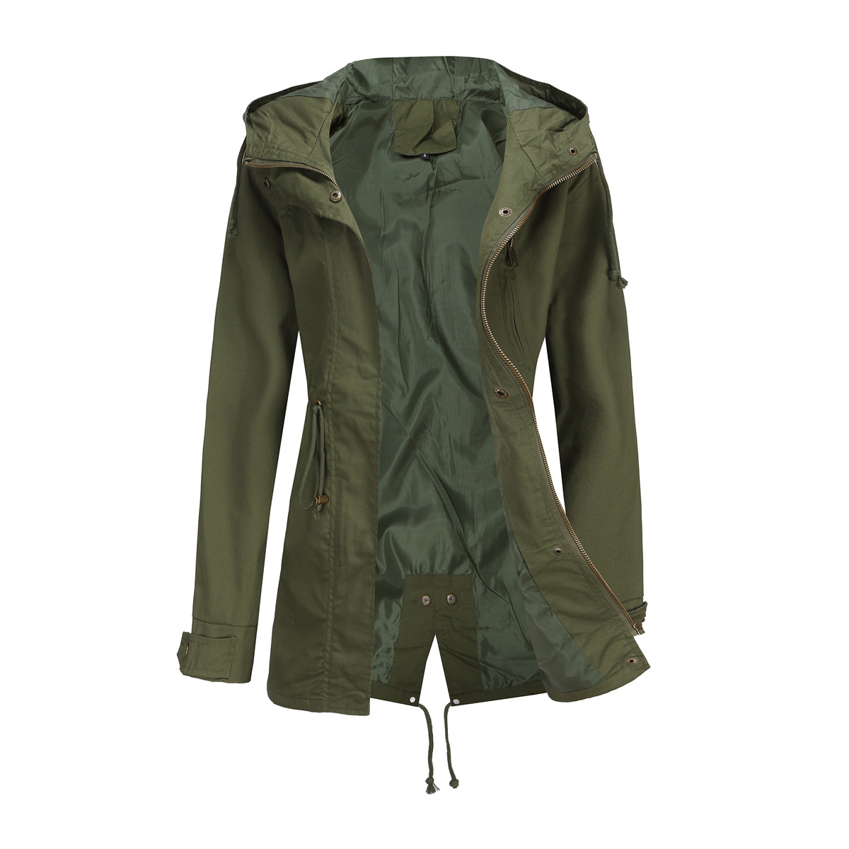 Manteau trench à capuche pour femme, grande taille, coupe ample, couleur unie, en coton imperméable, veste de printemps et d'automne, vêtement d'extérieur tendance